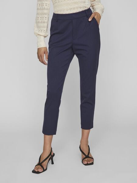 VILA VIVARONE SLIM FIT HIGH WAISTED TROUSERS, Navy Blazer, highres - 14087406_NavyBlazer_003.jpg