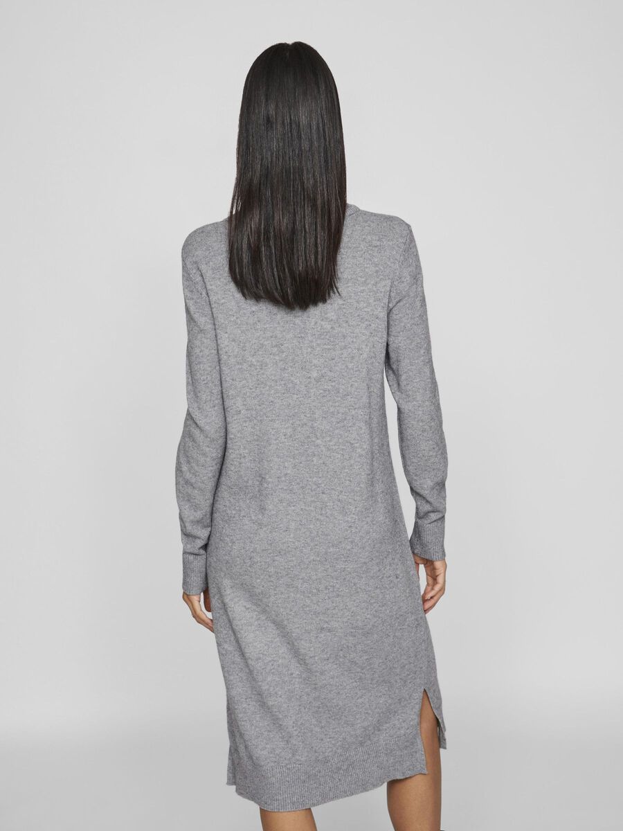 VILA VIRIL LONG SLEEVED MIDI DRESS, Medium Grey Melange, highres - 14061427_MediumGreyMelange_004.jpg