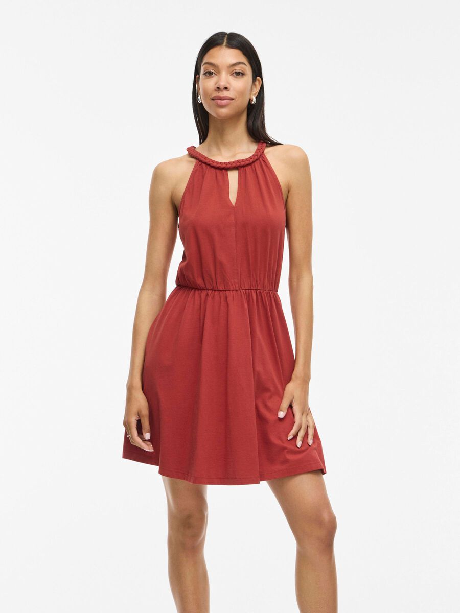 VILA VIMILLA HALTER NECK SHORT DRESS, Brick Dust, highres - 14110013_BrickDust_003.jpg