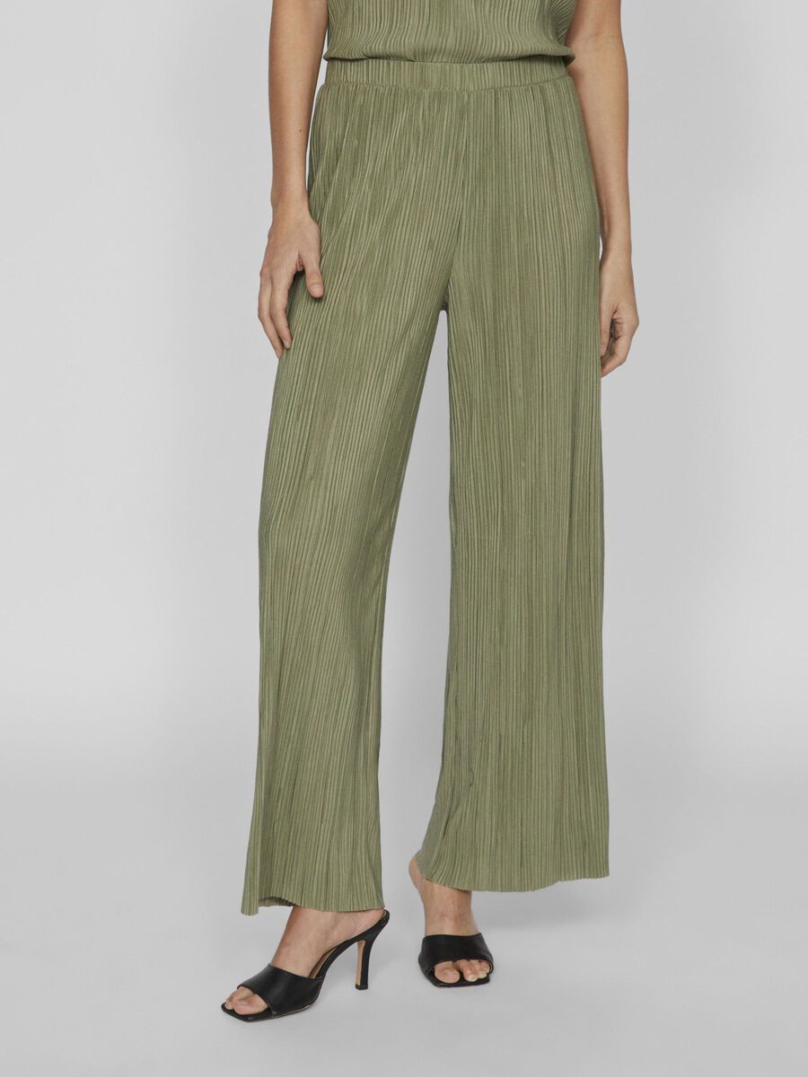 VILA RIBBED WIDE-LEG TROUSERS, Oil Green, highres - 14089681_OilGreen_003.jpg