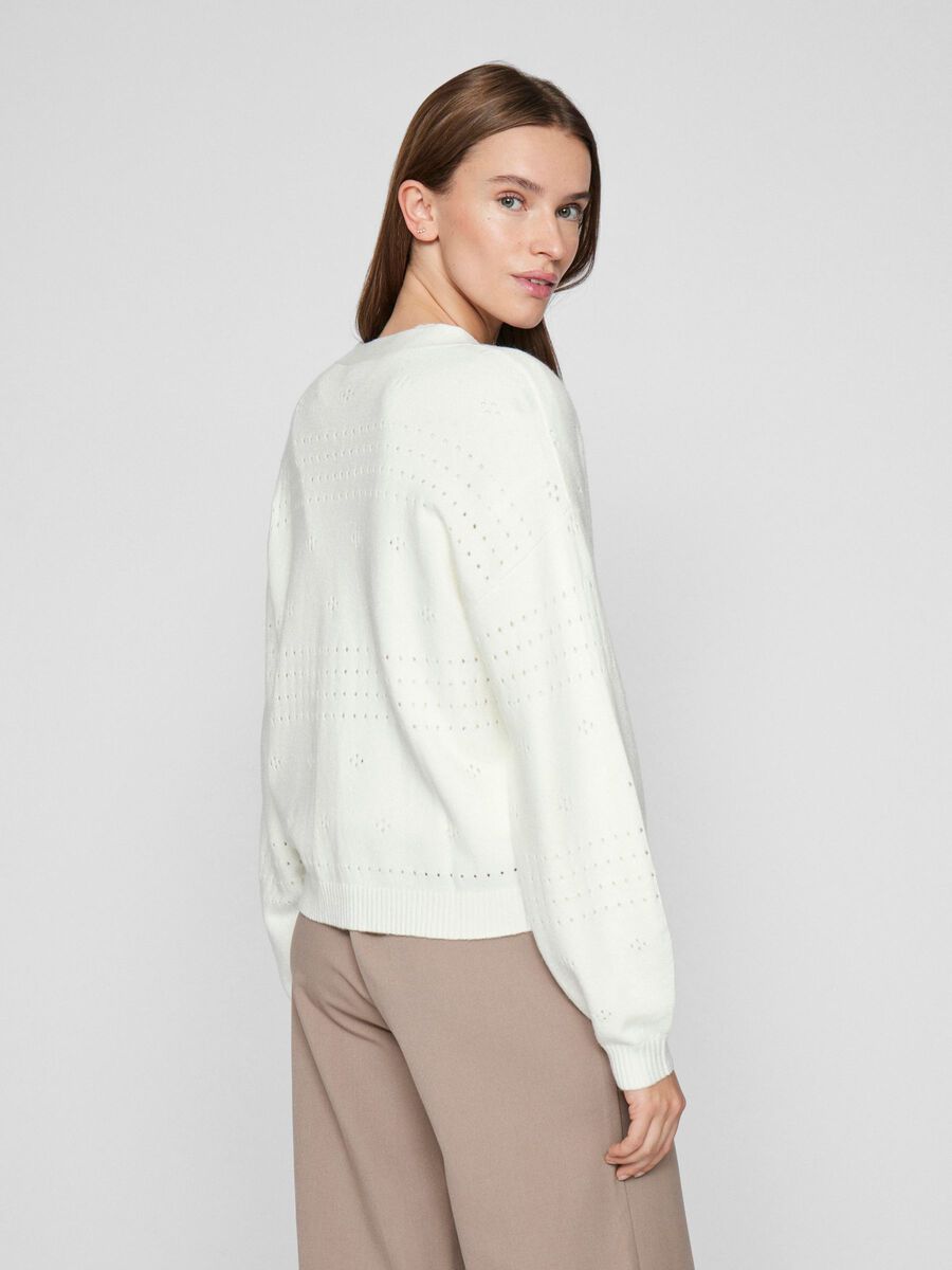 VILA VIRIL V-NECK KNITTED CARDIGAN, White Alyssum, highres - 14102703_WhiteAlyssum_004.jpg