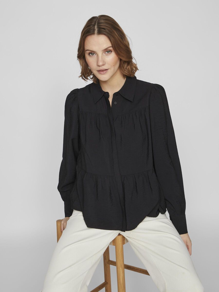 Vila PEPLUM SHIRT, Black, highres - 14099057_Black_003.jpg