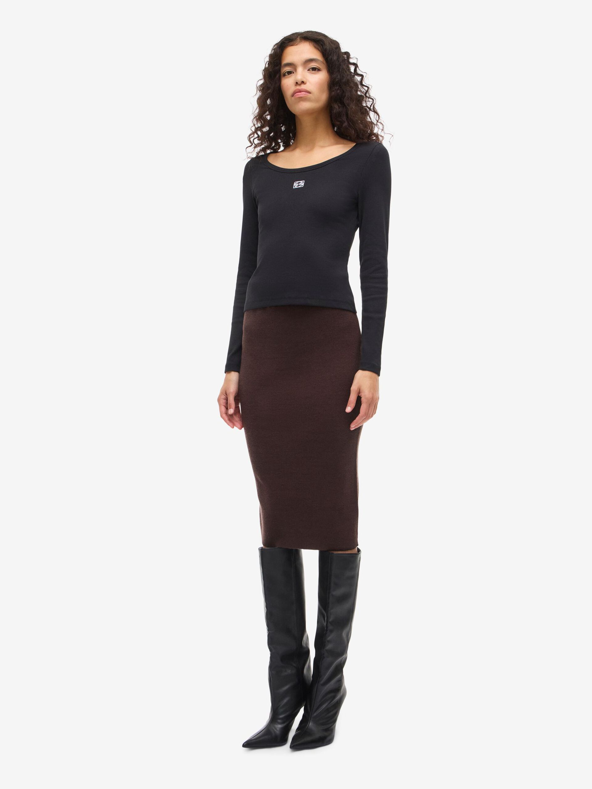Carousel image - KNITTED MIDI SKIRT, Coffee Bean | 4