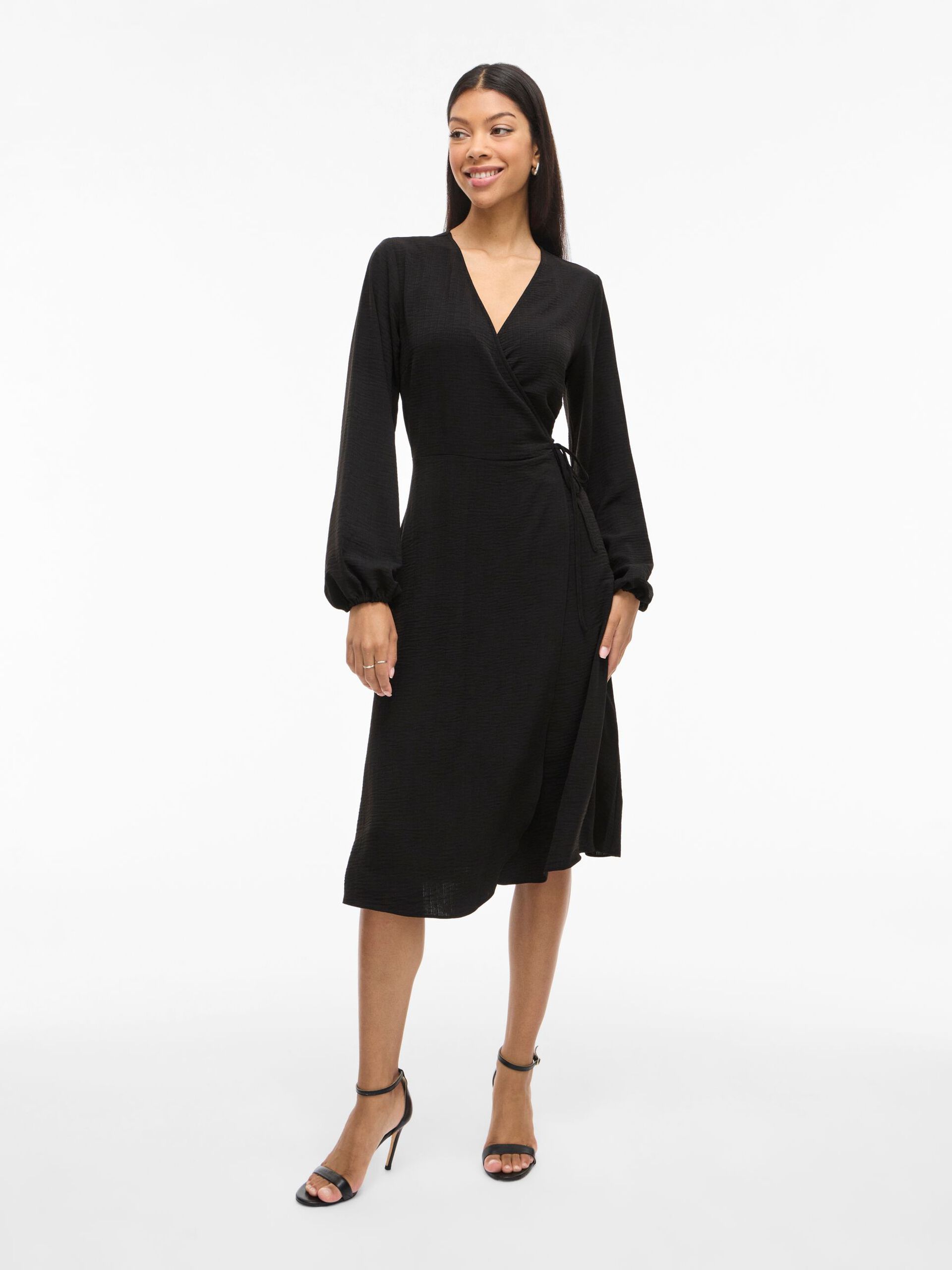 Carousel image - VILOVIE MIDI WRAP DRESS, Black | 4