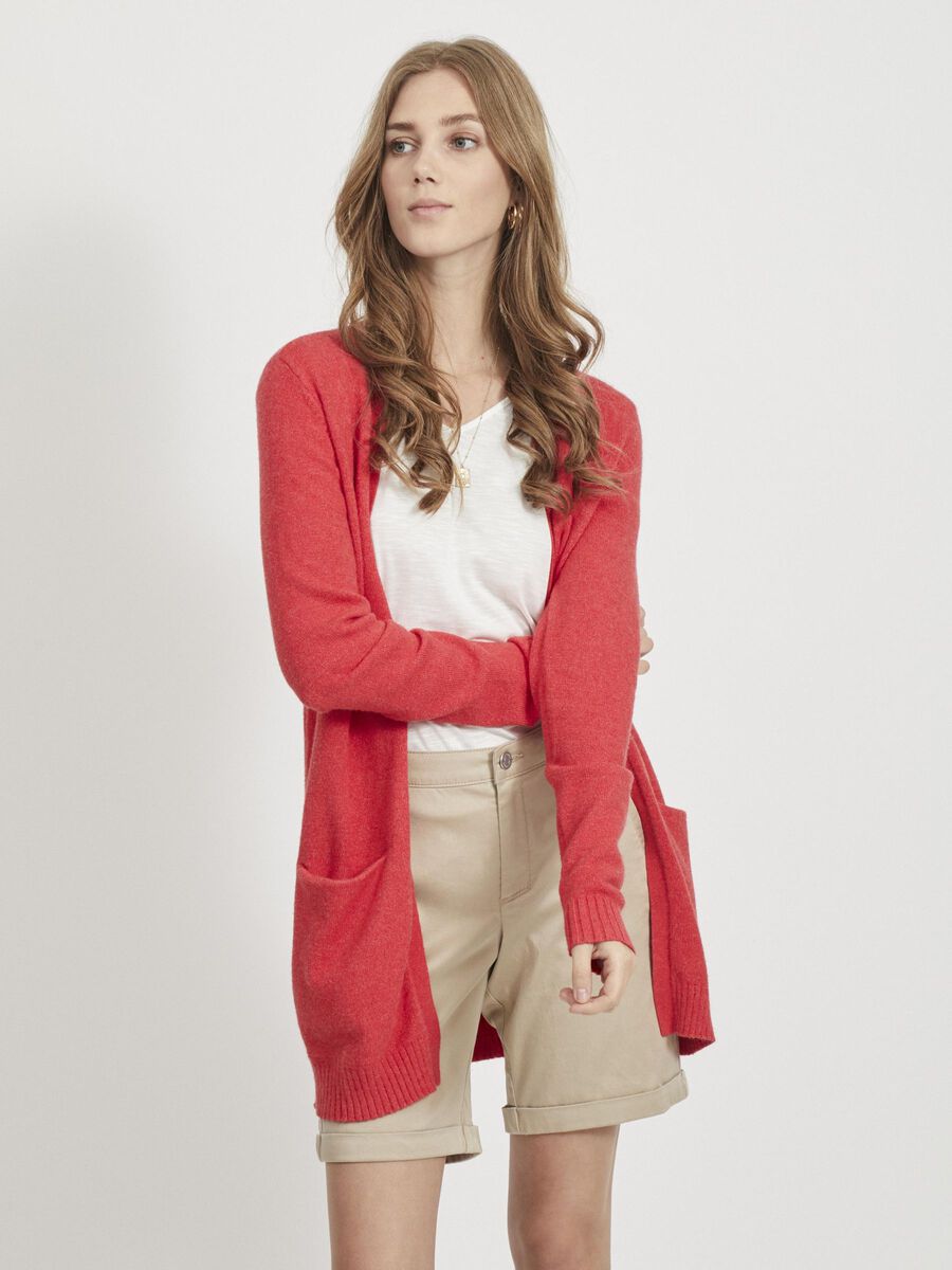 VILA VIRIL BASIC KNITTED CARDIGAN, Racing Red, highres - 14044041_RacingRed_593650_003.jpg
