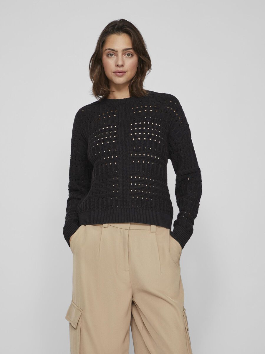 VILA COL ROND PULL EN MAILLE, Black, highres - 14092276_Black_003.jpg