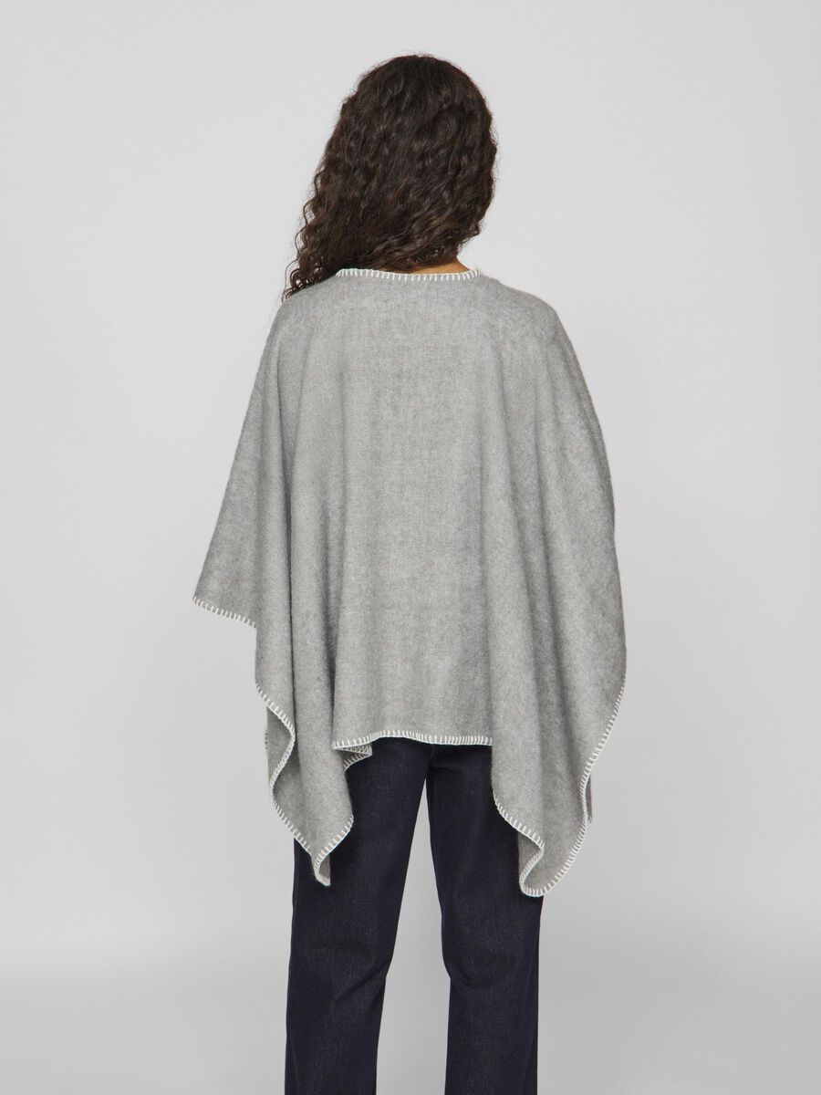 VILA BUTTONED PONCHO, Light Grey Melange, highres - 14099617_LightGreyMelange_004.jpg