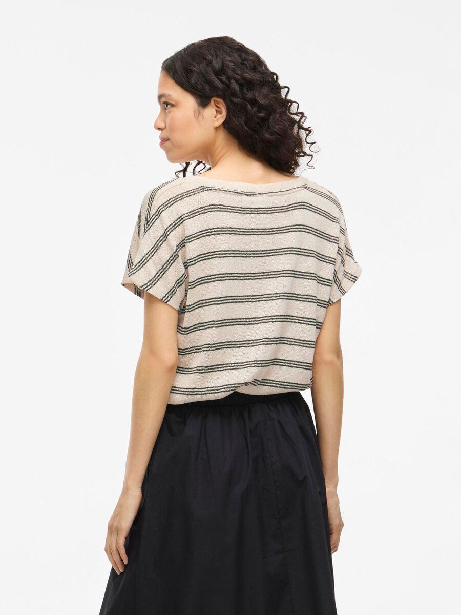 VILA VIHERMINA V-NECK SHORT SLEEVED TOP, Birch, highres - 14107634_Birch_1193750_004.jpg