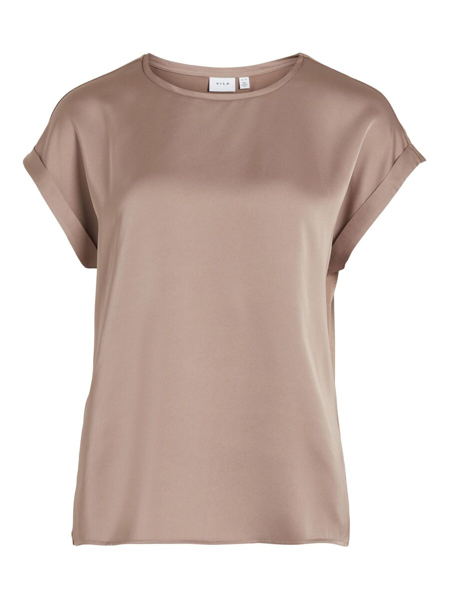 VILA VIELLETTE SHORT SLEEVED TOP, Portabella, highres - 14059563_Portabella_001.jpg