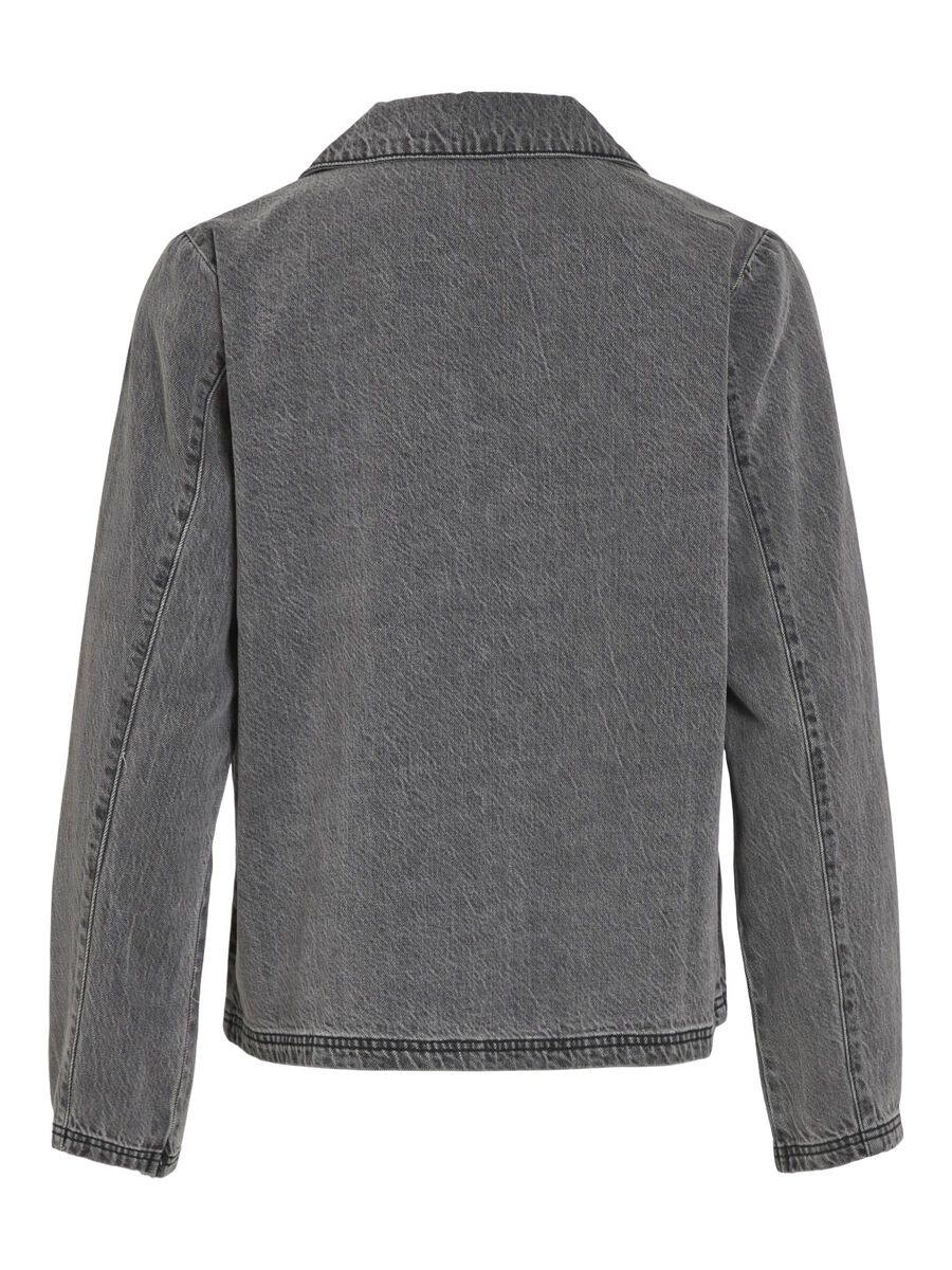 VILA FRONT TIE DENIM JACKET, Dark Grey Denim, highres - 14105646_DarkGreyDenim_002.jpg