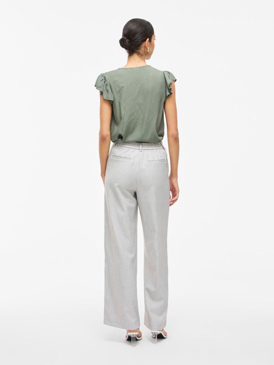 VILA VIVARONE HIGH WAIST WIDE-LEG TROUSERS, Light Grey Melange, highres - 14087407_LightGreyMelange_004.jpg