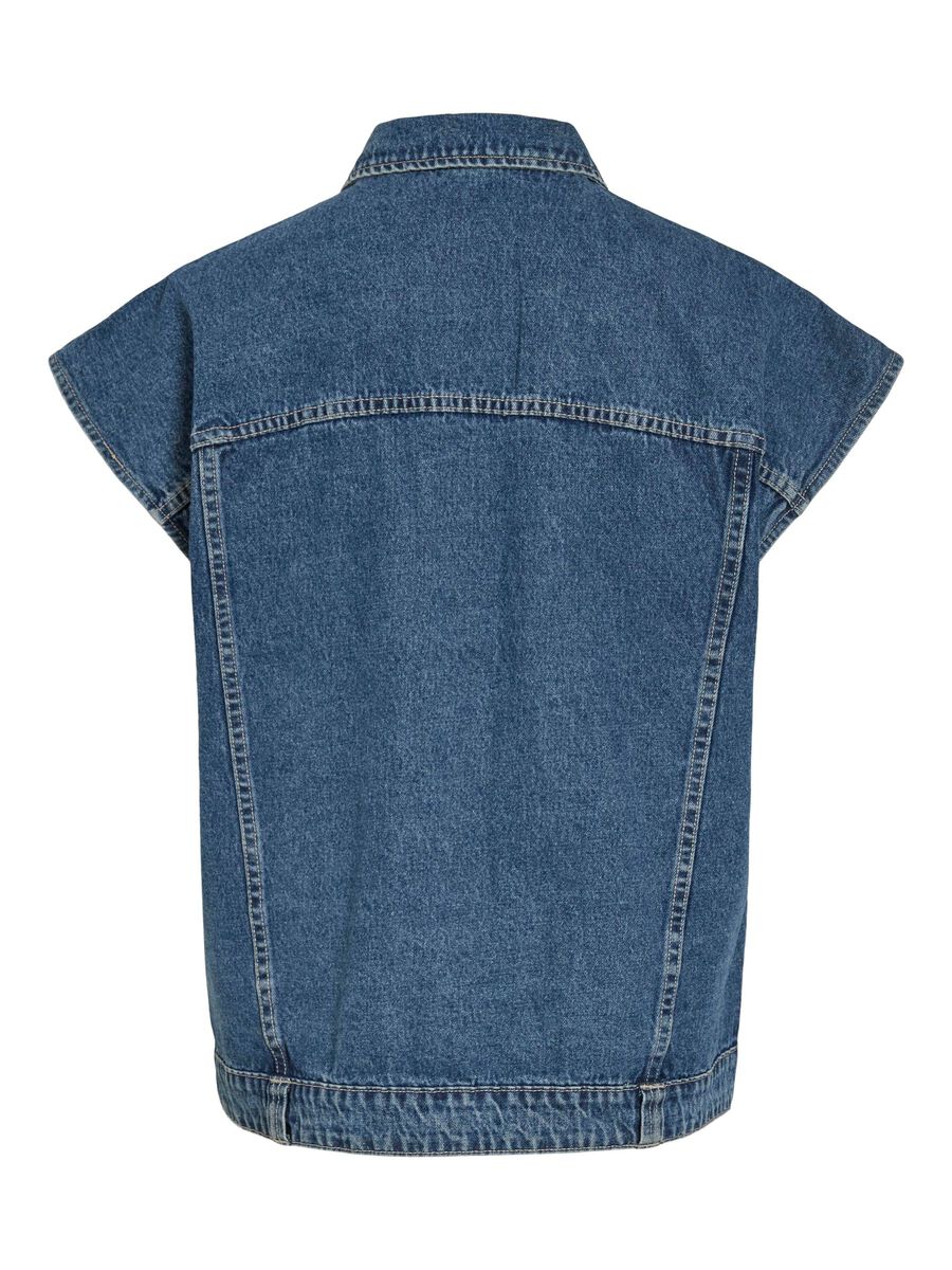 VILA OVERSIZED JEANSWESTE, Dark Medium Blue Denim, highres - 14107739_DarkMediumBlueDenim_002.jpg