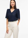 Product image thumbnail - VIMARCELLA V-NECK SHORT SLEEVED TOP, Navy Blazer | 5