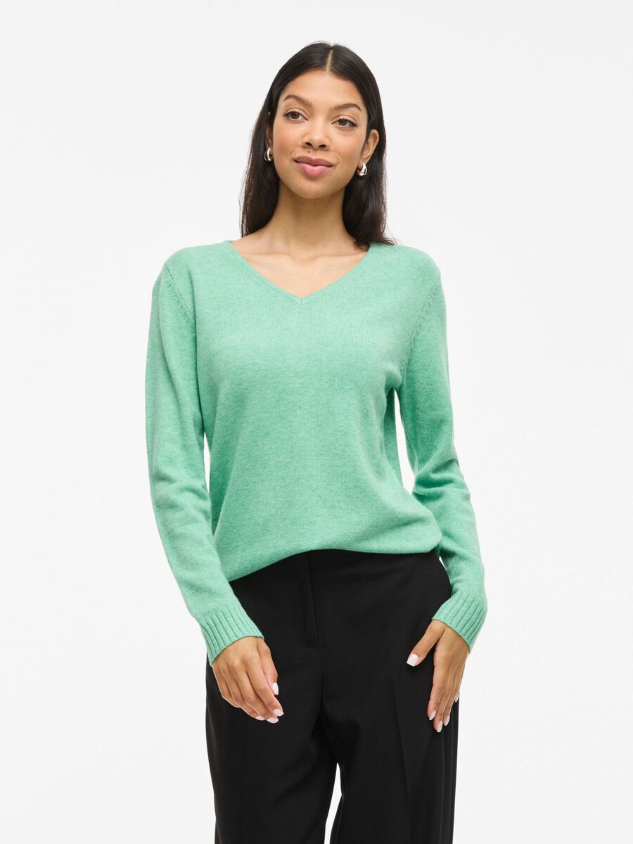 VILA VIRIL V-NECK KNITTED PULLOVER, Winter Green, highres - 14042769_WinterGreen_585010_003.jpg