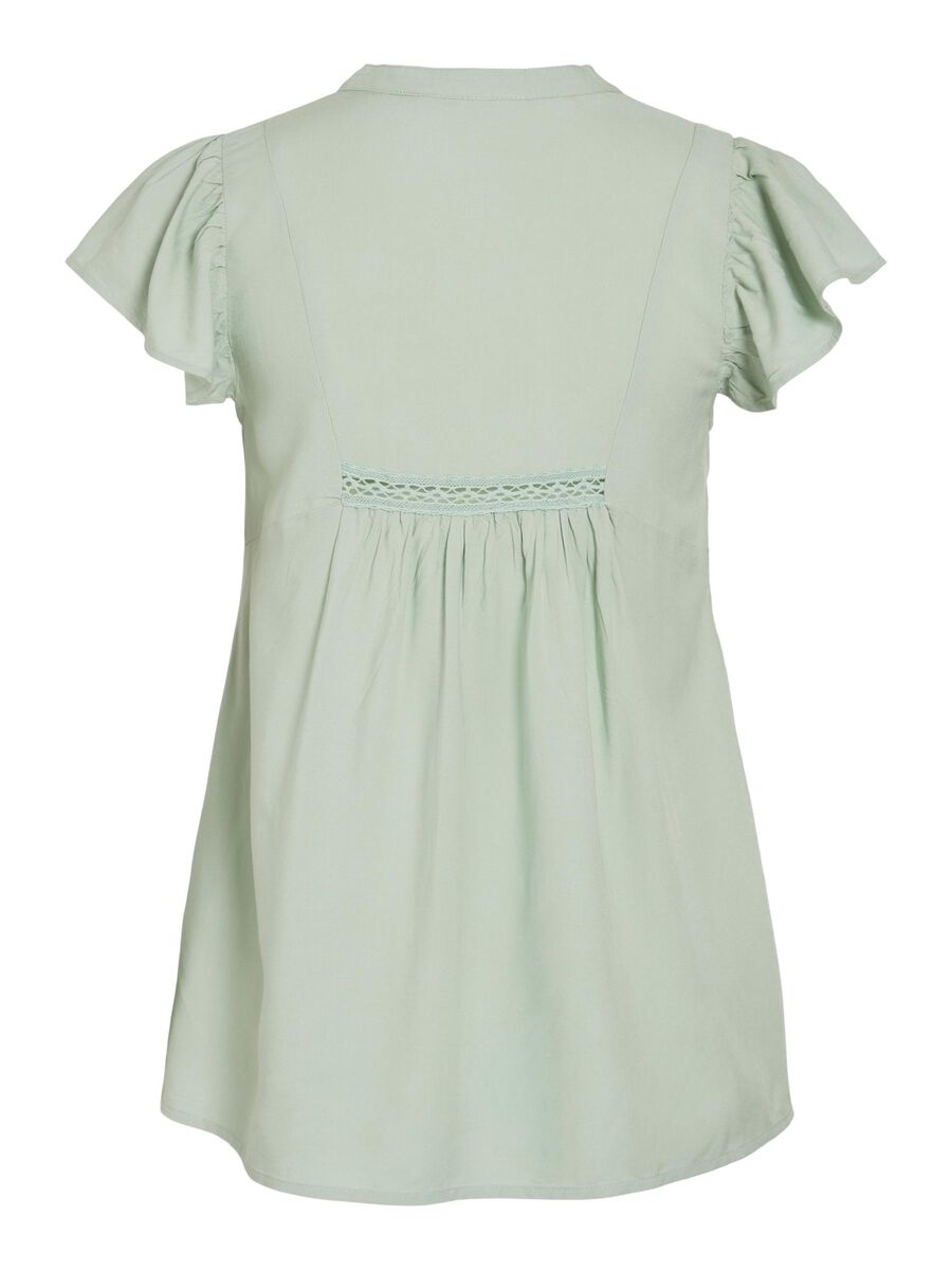 VILA VIVISIA V-NECK CAP SLEEVE TOP, Silt Green, highres - 14106953_SiltGreen_002.jpg