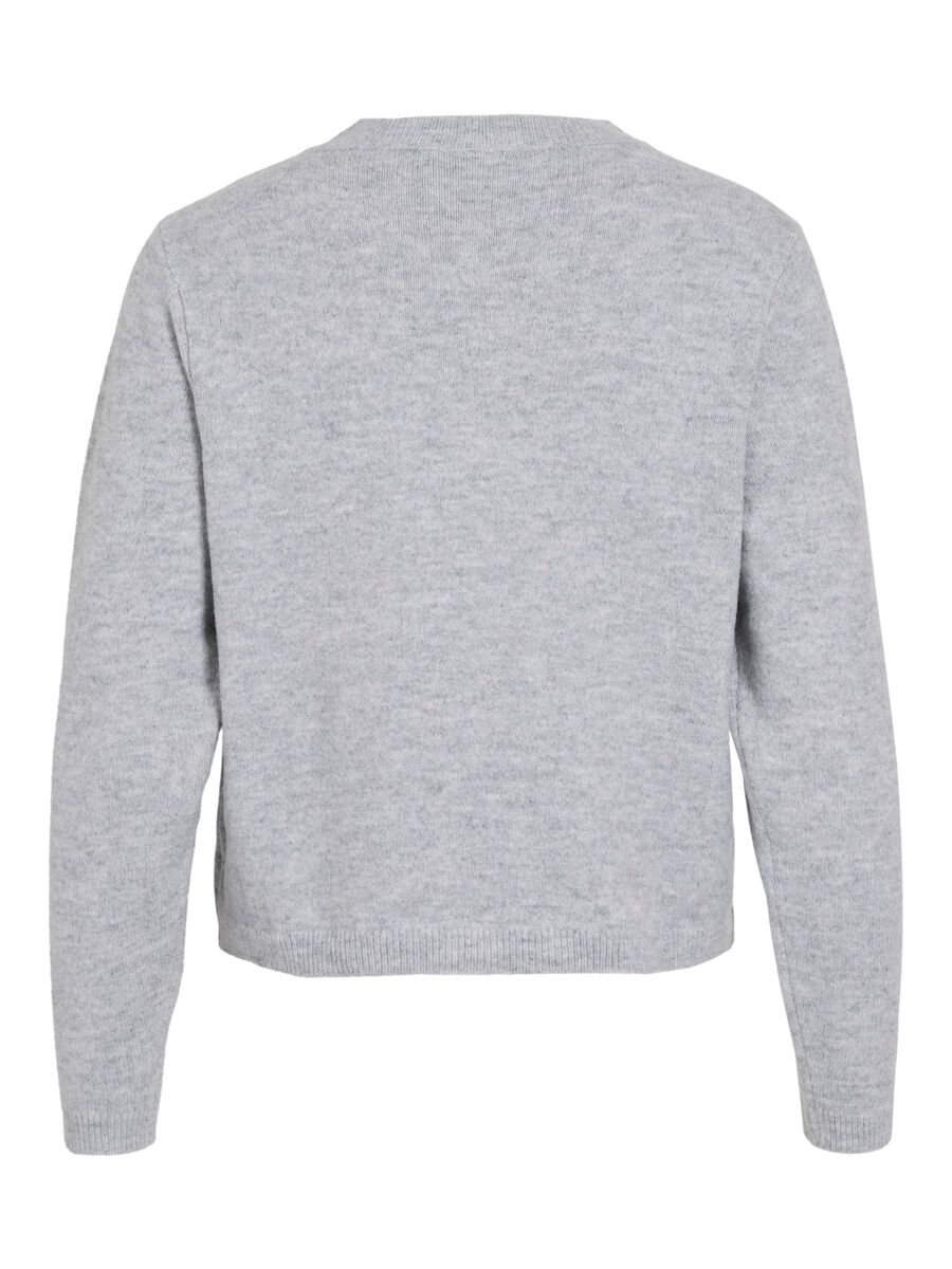 Carousel image - VILIGA RONDE HALS GEBREID VEST, Light Grey Melange | 7