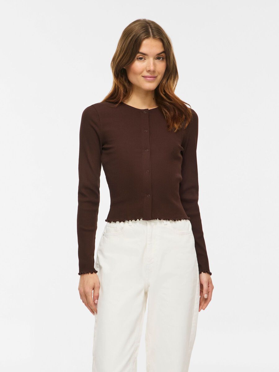 Product carousel image - VIABENIA ROUND NECK LONG SLEEVED TOP, Coffee Bean | 1