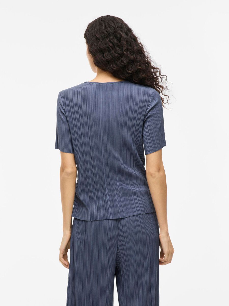 VILA VIPLISA PLEATED SHORT SLEEVED TOP, Vintage Indigo, highres - 14089481_VintageIndigo_004.jpg
