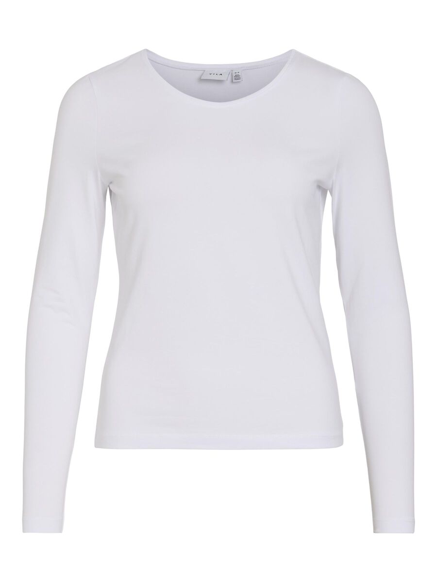 VILA VINORA ROUND NECK LONG SLEEVED TOP, Bright White, highres - 14104154_BrightWhite_001.jpg