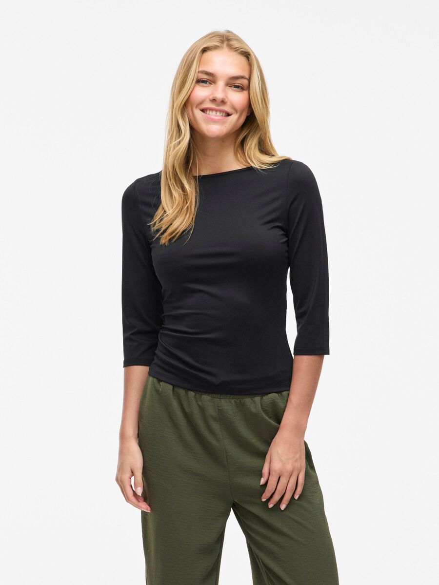 VILA VIKENZA BOATNECK SHORT SLEEVED TOP, Black, highres - 14113459_Black_003.jpg