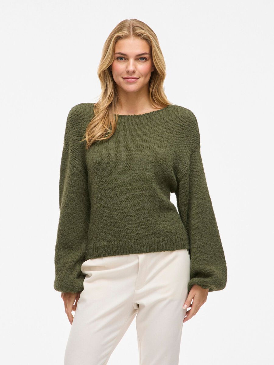 VILA BALLOON SLEEVED KNITTED JUMPER, Capulet Olive, highres - 14087558_CapuletOlive_003.jpg
