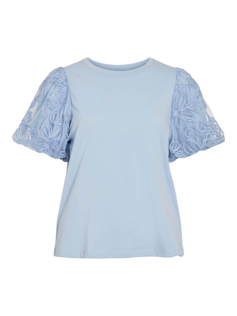 VILA ROUND NECK SHORT SLEEVED TOP, Kentucky Blue, highres - 14107505_KentuckyBlue_001.jpg