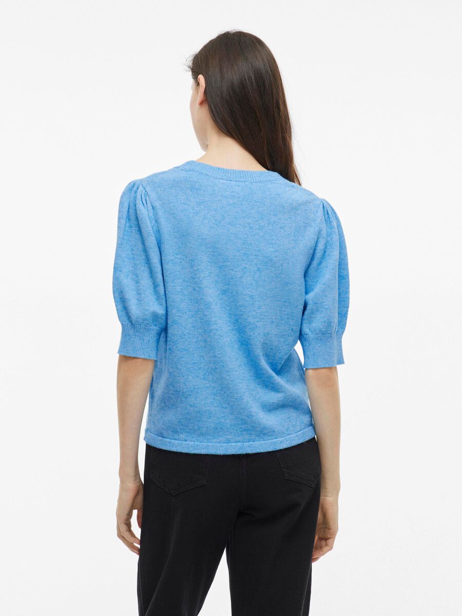 VILA VIRIL SHORT SLEEVED KNITTED TOP, Blissful Blue, highres - 14105306_BlissfulBlue_1182641_004.jpg