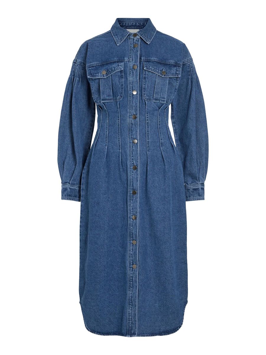 VILA MI-LONGUE ROBE EN JEAN, Dark Blue Denim, highres - 14103303_DarkBlueDenim_001.jpg