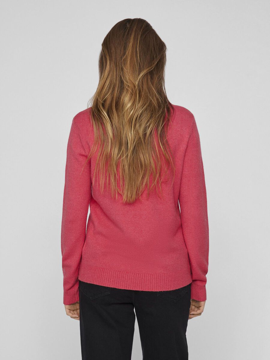 VILA VIRIL ROUND NECK KNITTED PULLOVER, Viva Magenta, highres - 14054177_VivaMagenta_958812_004.jpg