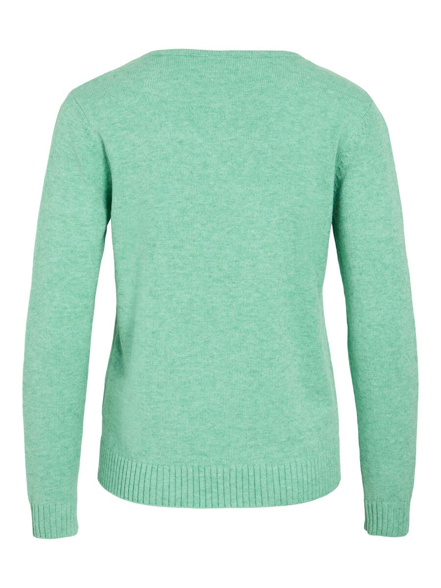 VILA VIRIL V-HALS STRIKKET PULLOVER, Winter Green, highres - 14042769_WinterGreen_585010_002.jpg