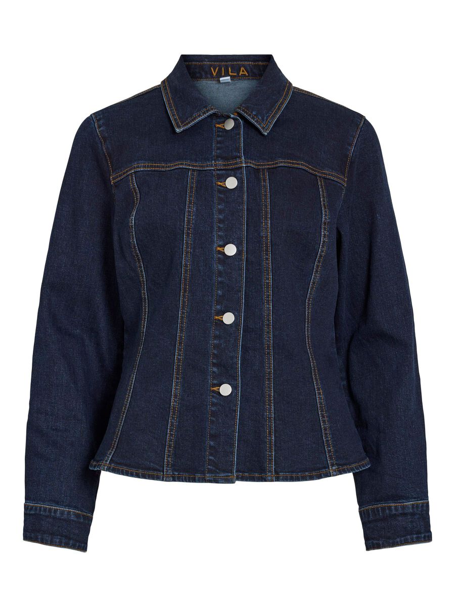 VILA GEKNÖPFTE JEANSJACKE, Dark Blue Denim, highres - 14104769_DarkBlueDenim_001.jpg