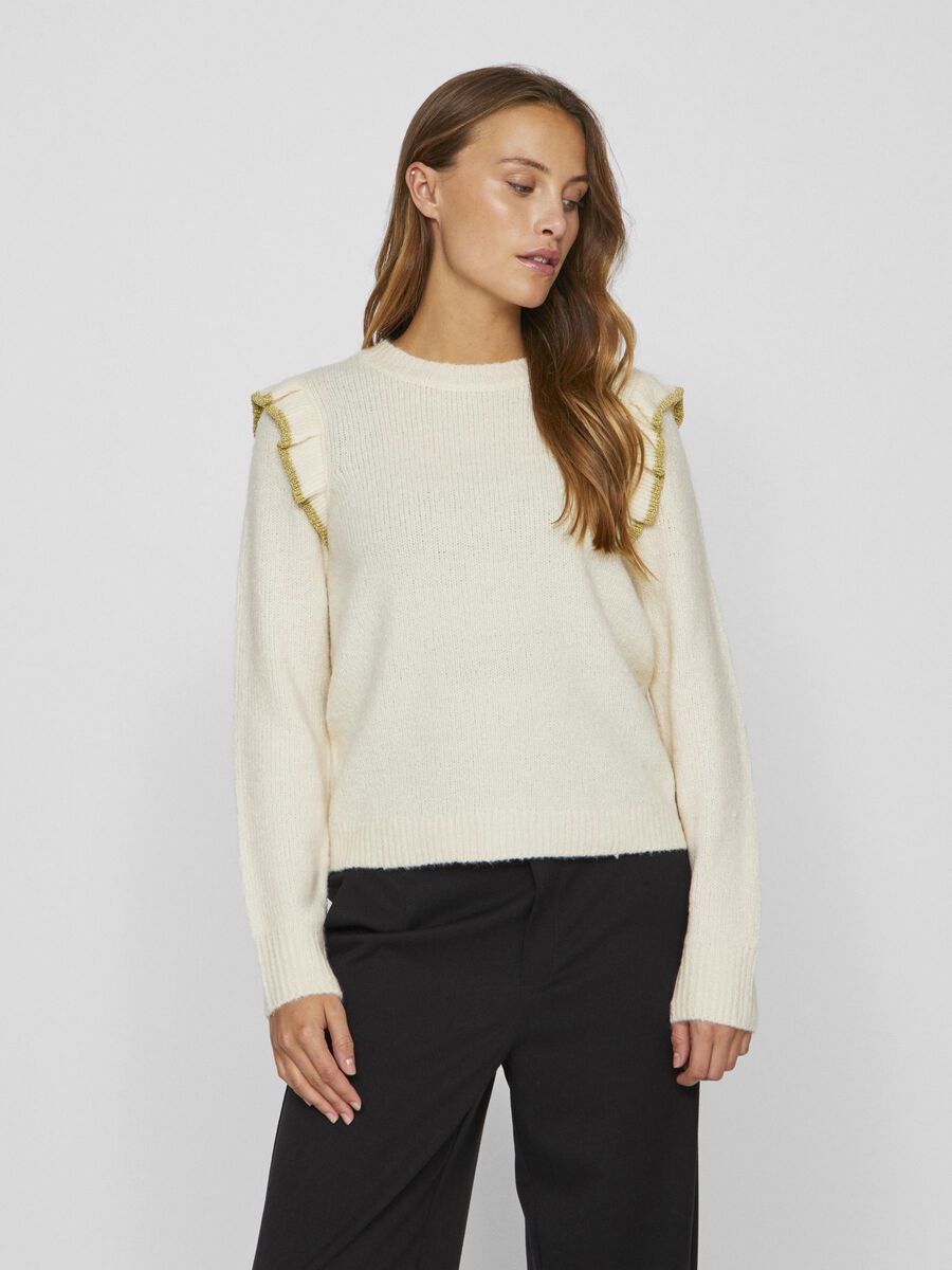 VILA RUND HALS STRIKKET PULLOVER, Birch, highres - 14100771_Birch_1136794_003.jpg