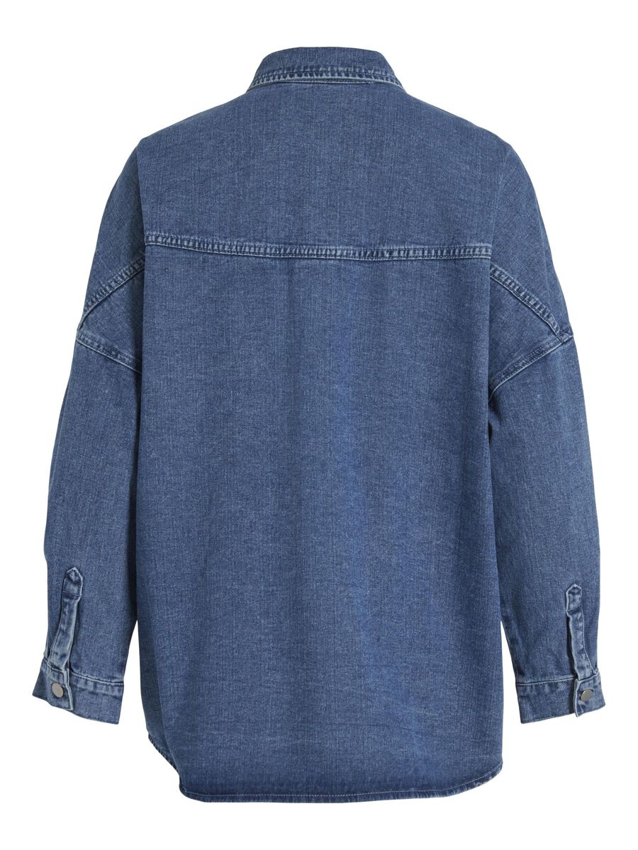 VILA OVERSIZE DENIM SHIRT, Medium Blue Denim, highres - 14105188_MediumBlueDenim_002.jpg