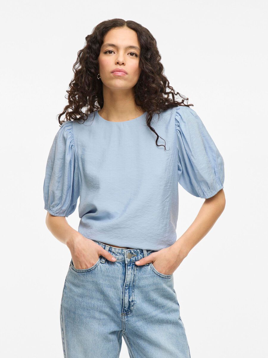 VILA VIALINIA ROUND NECK SHORT SLEEVED TOP, Kentucky Blue, highres - 14106829_KentuckyBlue_003.jpg