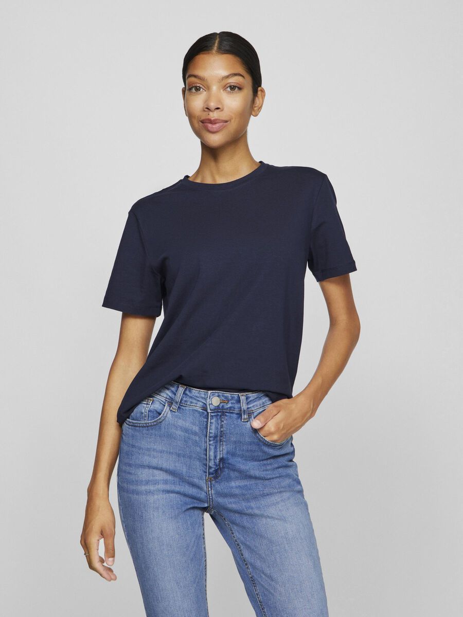 VILA VINORA ROUND NECK T-SHIRT, Navy Blazer, highres - 14103448_NavyBlazer_003.jpg