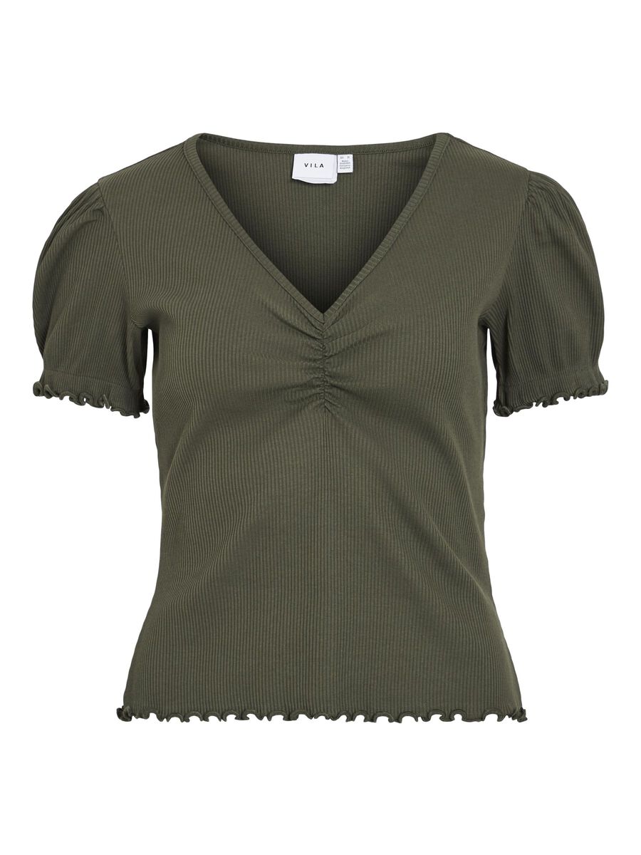 VILA V-NECK SHORT SLEEVED TOP, Deep Depths, highres - 14110016_DeepDepths_001.jpg