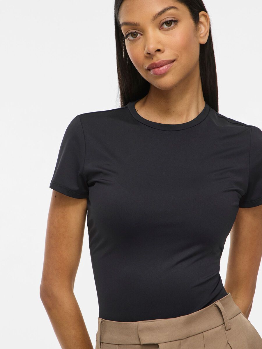 Carousel image - VIKENZA, CUELLO REDONDO TOP DE MANGA CORTA, Black | 3