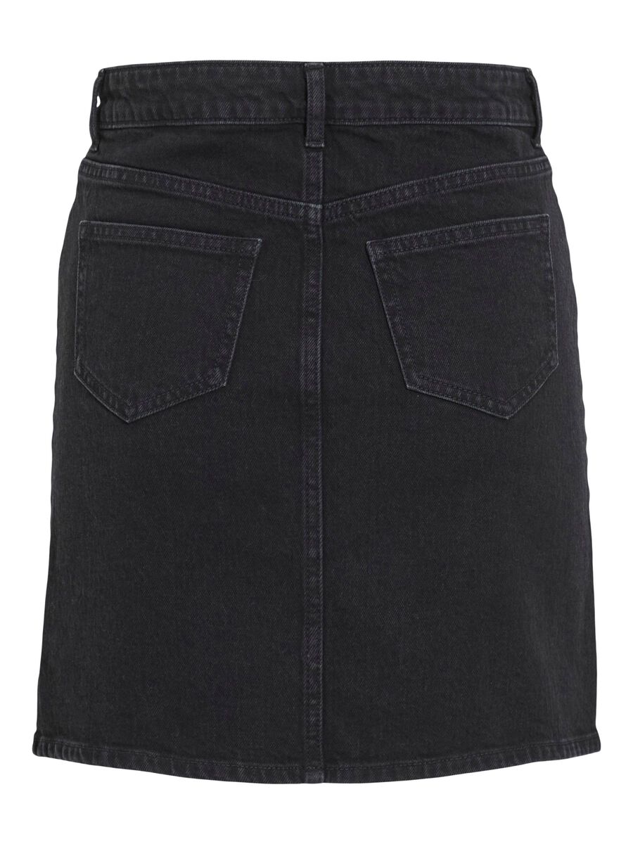 VILA SHORT DENIM SKIRT, Black Denim, highres - 14084735_BlackDenim_1234559_002.jpg