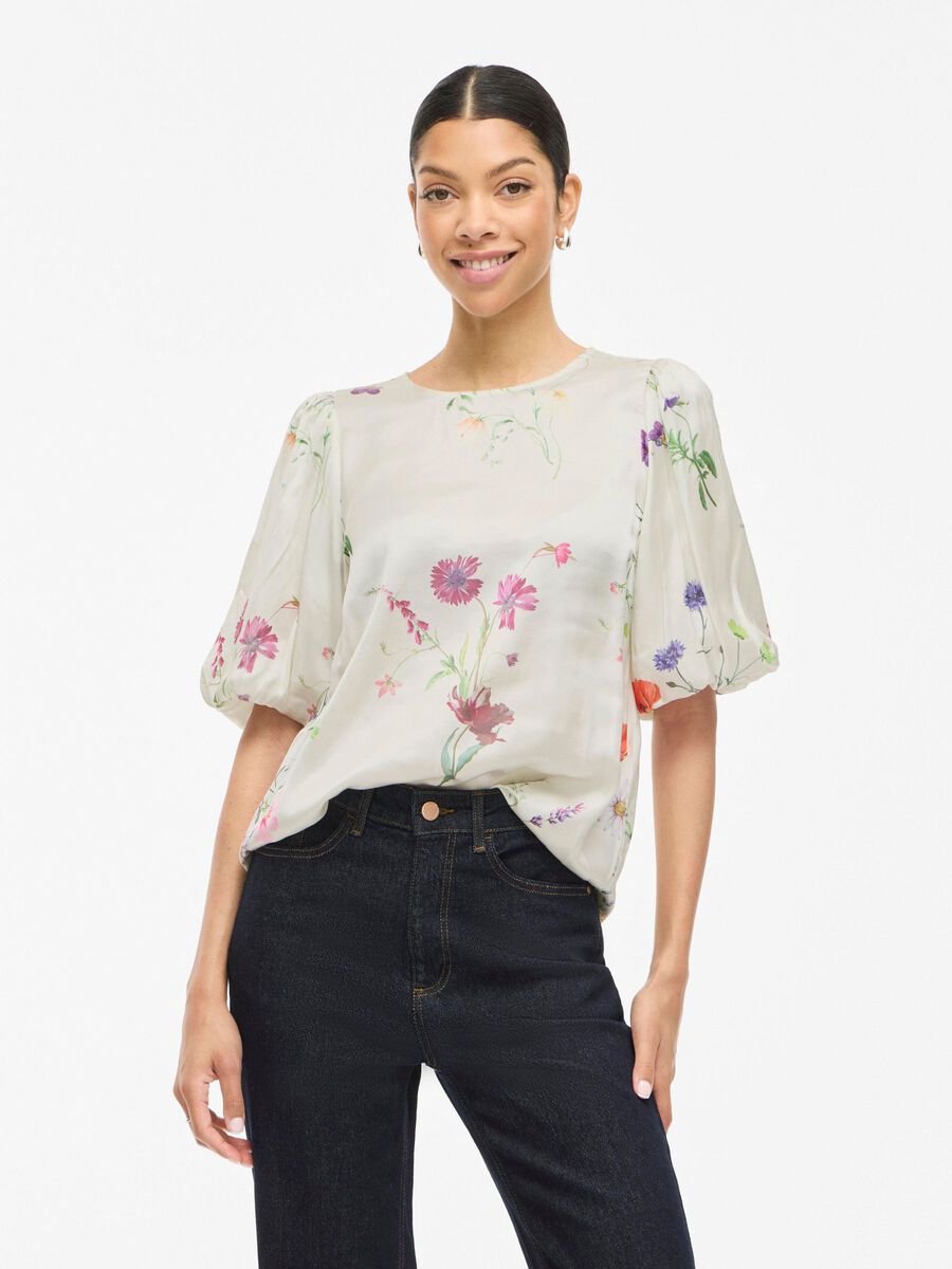 VILA VIHINDA ROUND NECK SHORT SLEEVED TOP, Optical Snow, highres - 14112263_OpticalSnow_1238362_003.jpg