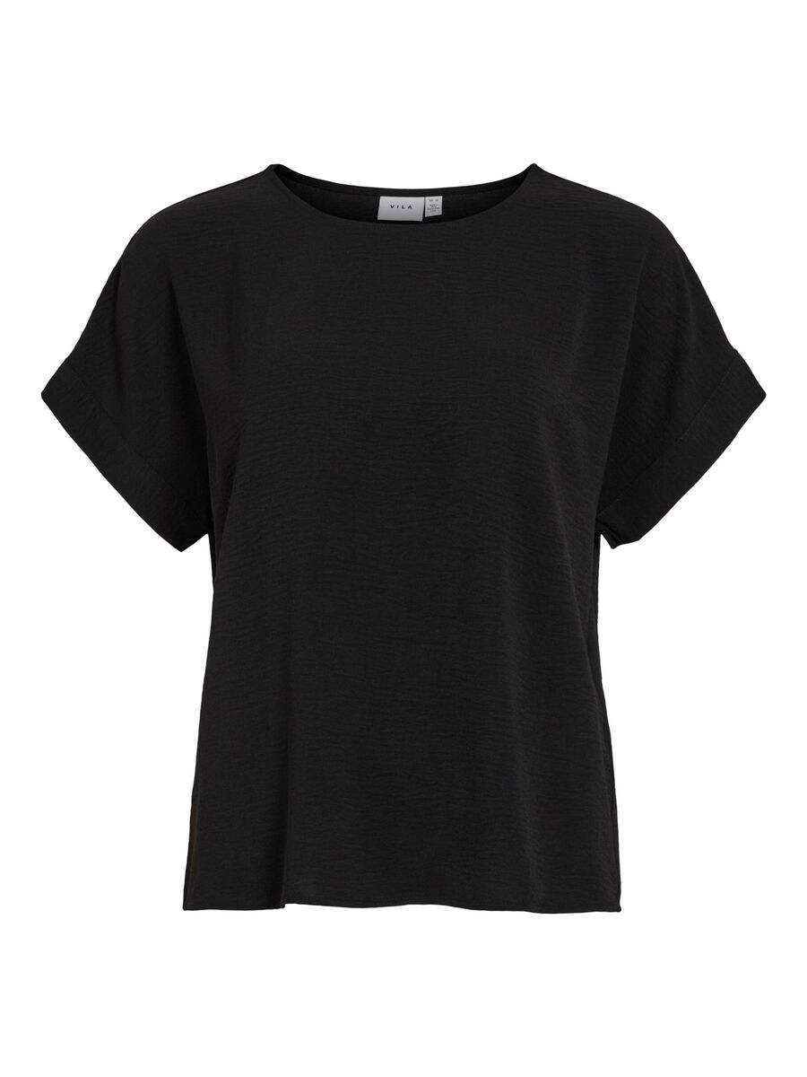 VILA ROUND NECK SHORT SLEEVED TOP, Black Beauty, highres - 14101663_BlackBeauty_001.jpg