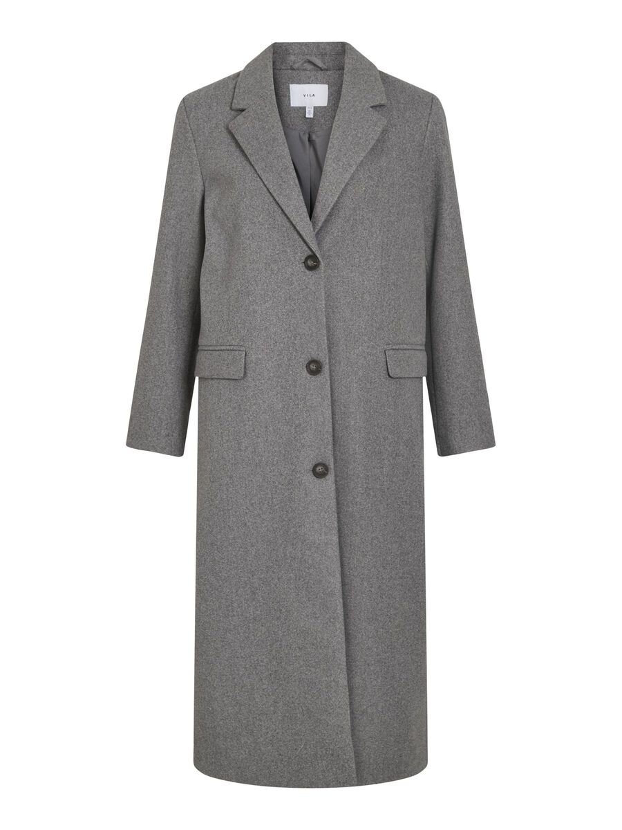 VILA VISOLO - BOUTONNÉ MANTEAU, Medium Grey Melange, highres - 14094315_MediumGreyMelange_001.jpg