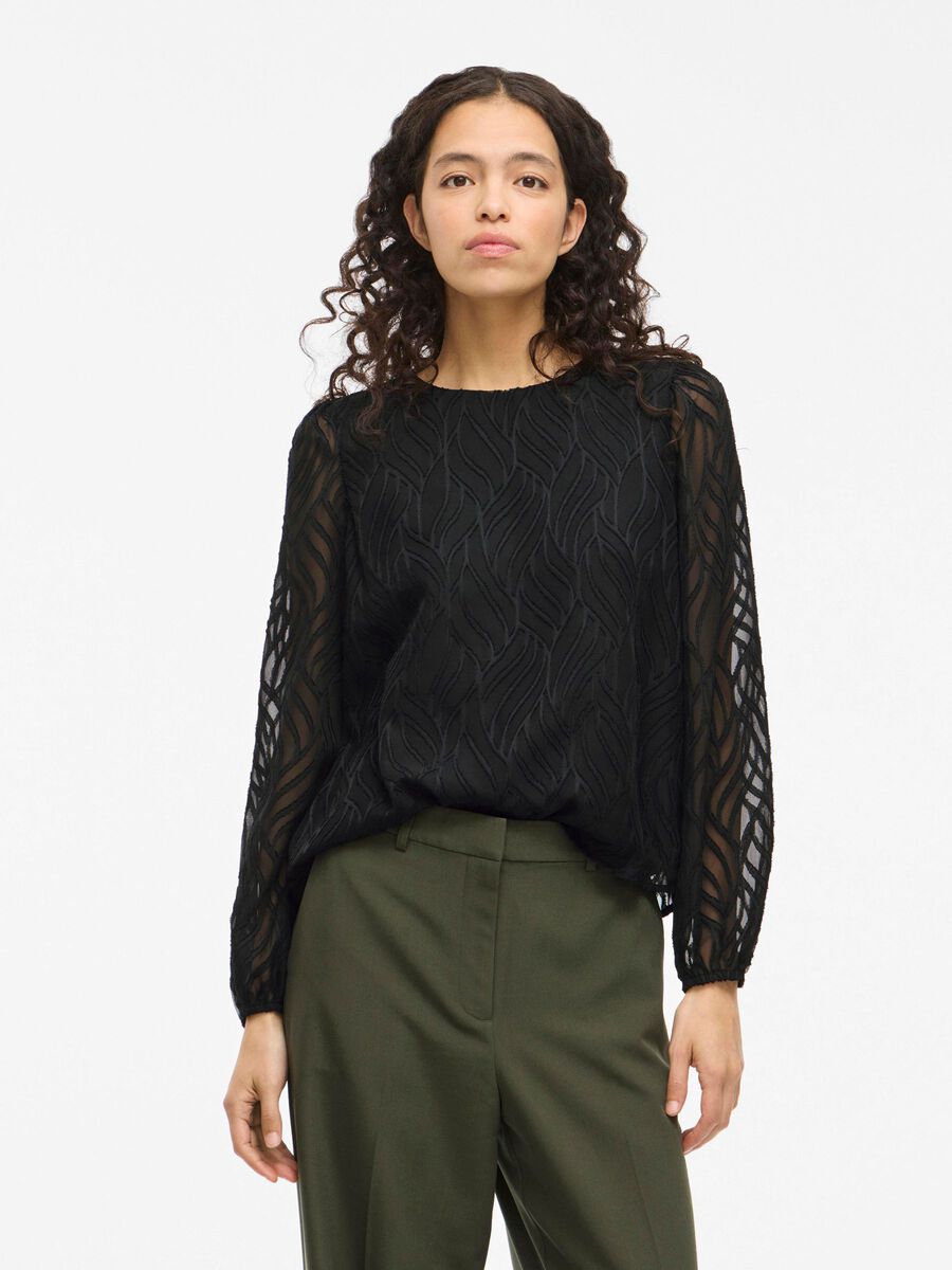 VILA VIMIKA ROUND NECK LONG SLEEVED TOP, Black Beauty, highres - 14107406_BlackBeauty_003.jpg