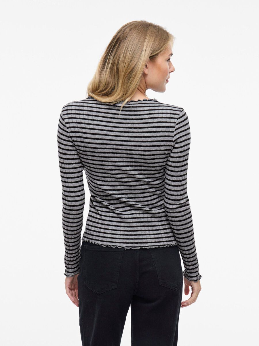 VILA VIRIKA HIGH NECK LONG SLEEVED TOP, Medium Grey Melange, highres - 14107470_MediumGreyMelange_1200102_004.jpg