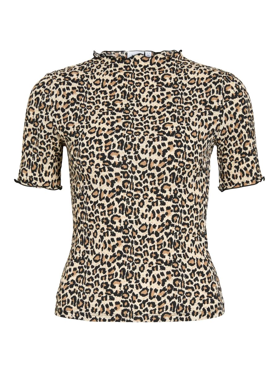 VILA VIOKI HIGH NECK SHORT SLEEVED TOP, Doeskin, highres - 14111298_Doeskin_1229972_001.jpg