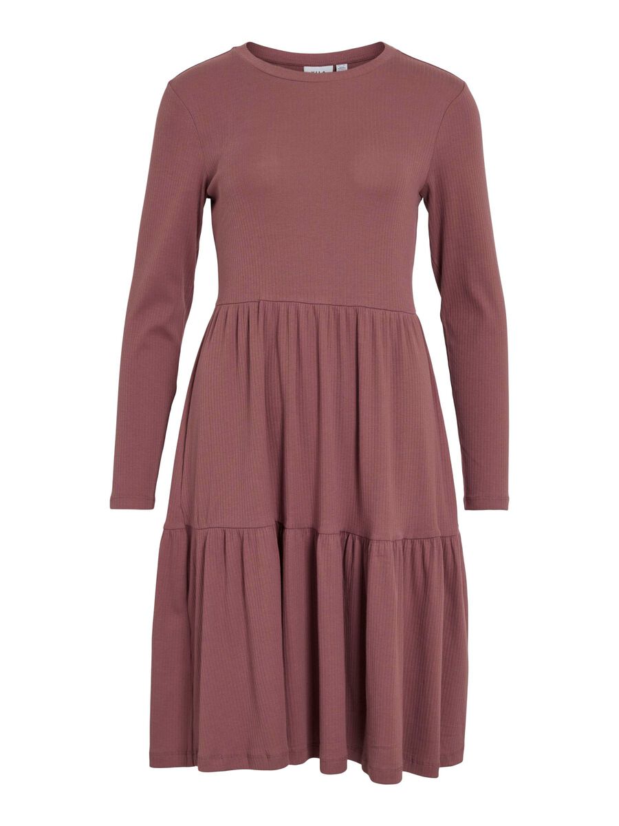 VILA LONG SLEEVED KNEE-LENGTH DRESS, Rose Brown, highres - 14109874_RoseBrown_001.jpg