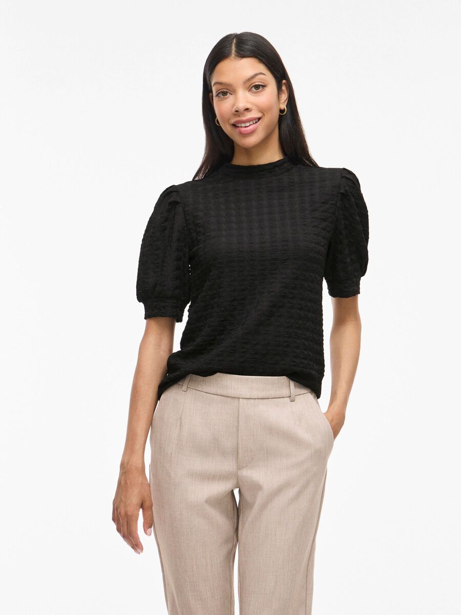 VILA VIRIK HIGH NECK SHORT SLEEVED TOP, Black, highres - 14112659_Black_003.jpg