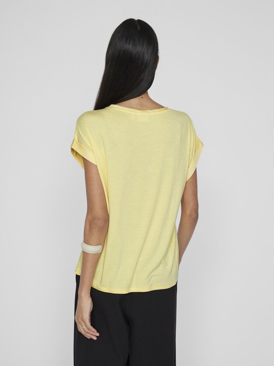 VILA VIELLETTE TOP MET KORTE MOUWEN, Pale Banana, highres - 14059563_PaleBanana_004.jpg