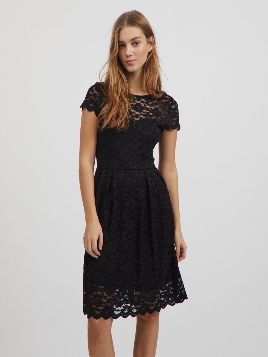 Vila SHORT SLEEVED LACE PARTY DRESS, Black, highres - 14067460_Black_003.jpg