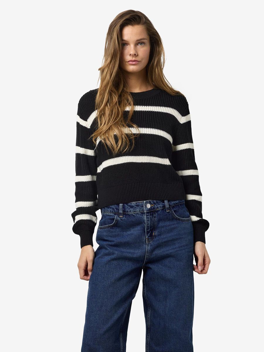 Noisy May GESTREIFTER STRICKPULLOVER, Black, highres - 27027632_Black_1069090_003.jpg