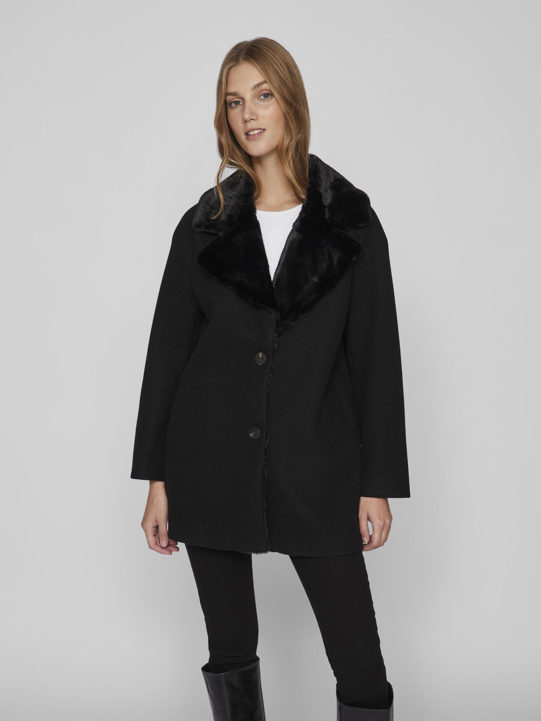 Petite faux fur outlet collar coat